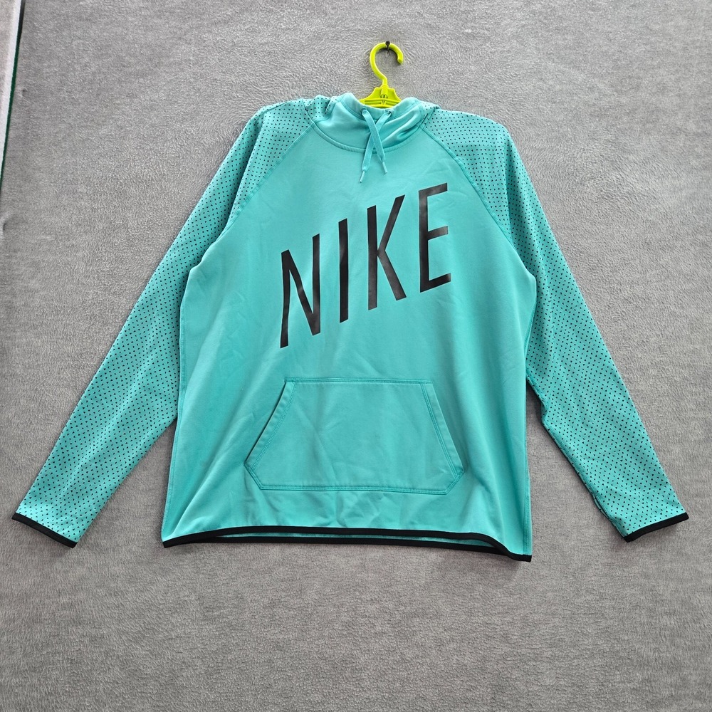 Nike Women Sweatshirt XL Blue Hoodie Logo Pockets Long Sleeve